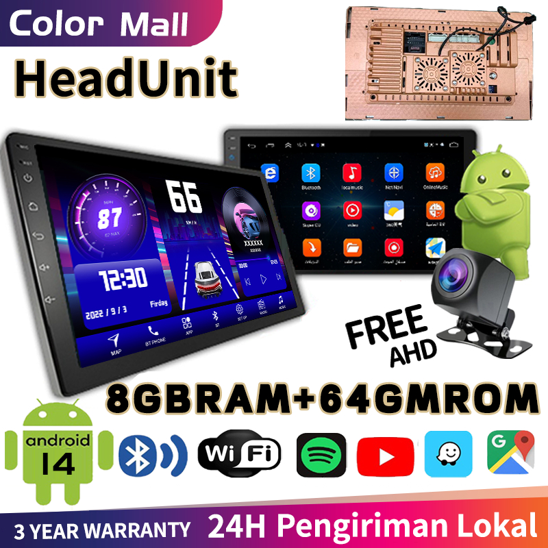 with cooling system8G+64G IPS Screen Head Unit android 7/9/10 Inch Car Android 13 Navigasi Untuk
