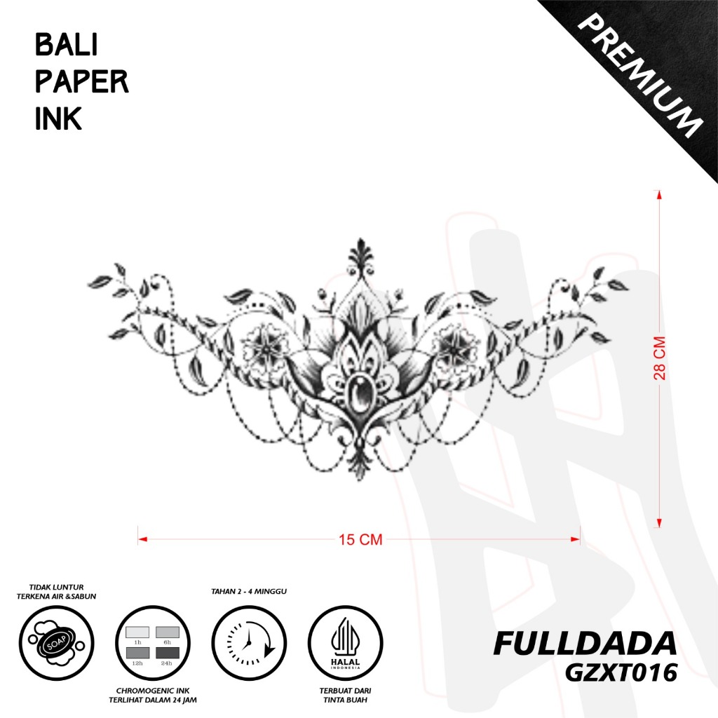 Bali Paper Ink GZXT016 Fruit Ink Tatto Temporary Premium Tato Temporer Full Dada - Tato Dada