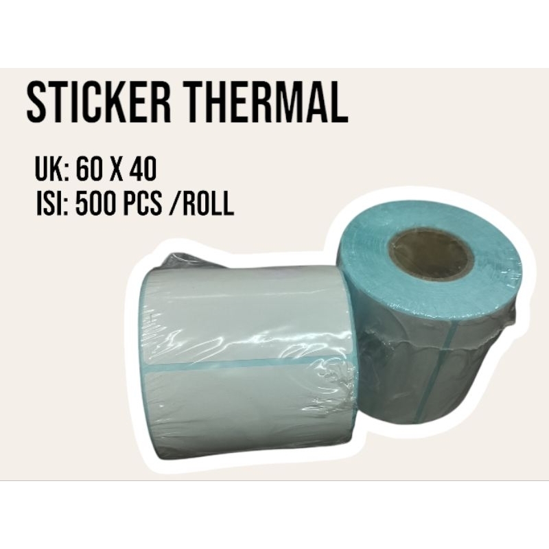 

kertas sticker thermal label resi 60x40 mm isi 500 lembar /roll