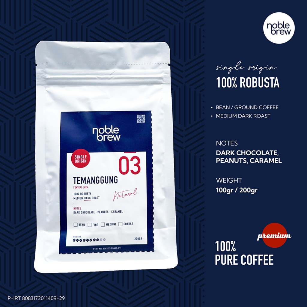 

TEMANGGUNG 03 / Kopi Temanggung / Single Origin / 100% Robusta Coffee / Noble Brew - Biji Kopi / Kopi Bubuk