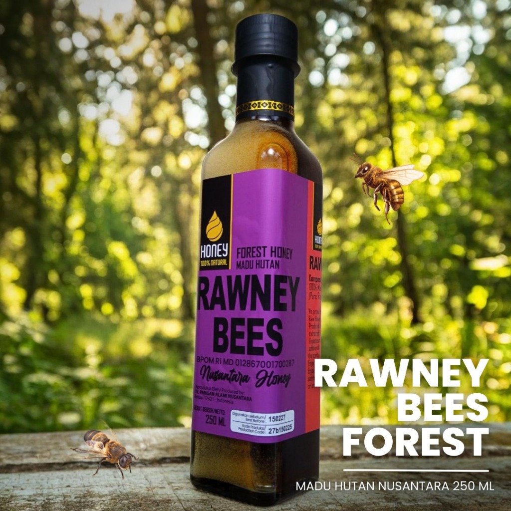 

RAW Honey Rawney Bees Madu Hutang Sialang Asli Murni 250 ML Botol Kaca