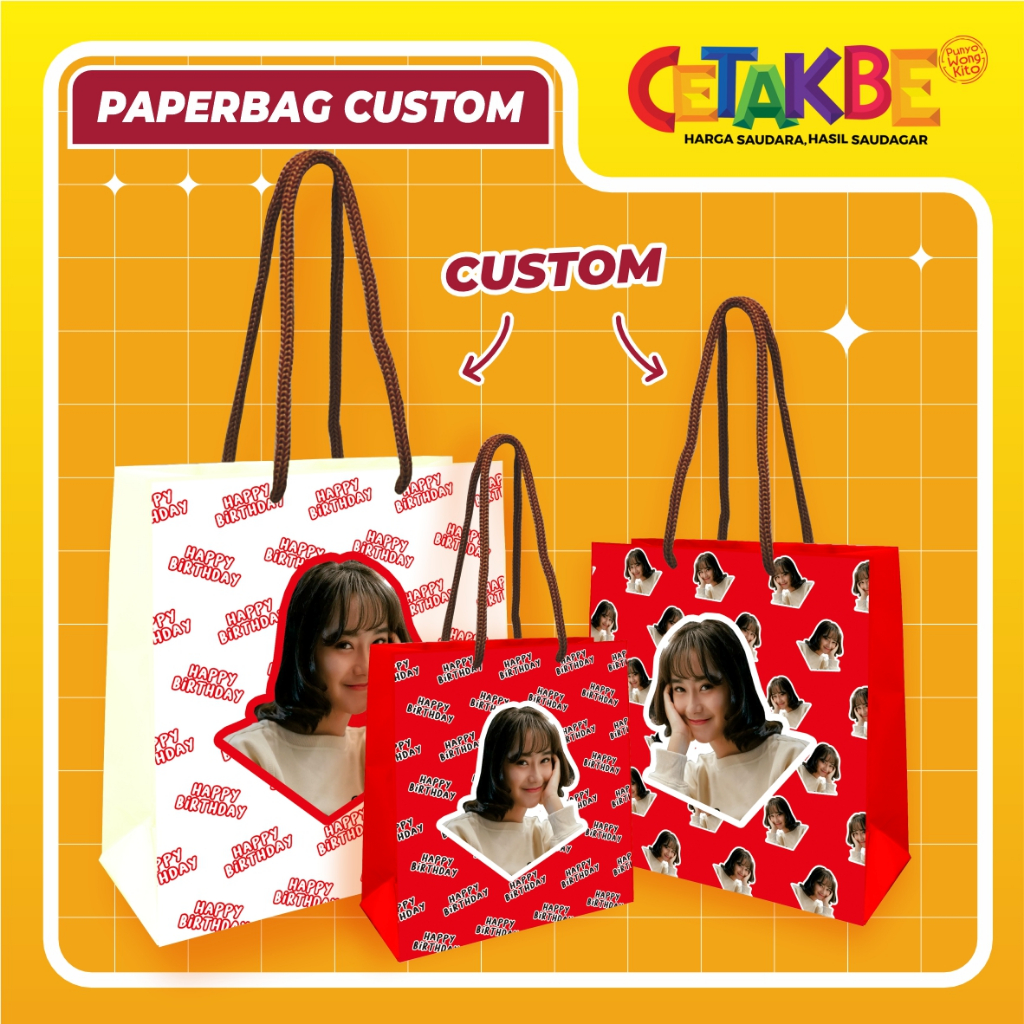 

PAPERBAG CUSTOM MUKA / PAPERBAG ULTAH / PAPERBAG ANNIVERSARY / HAMPERS / TAS KADO / PAPERBAG BINGKISAN / GOODIE BAG