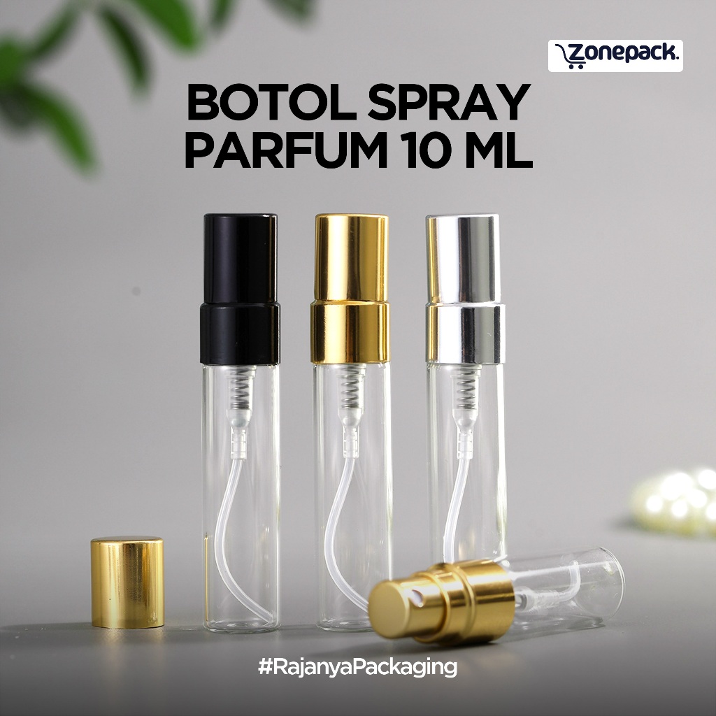 Botol Spray Refill Parfum 10 ml | Spray Tutup Metal Alumunium Black Gold Silver| Botol Kaca Spray Ra