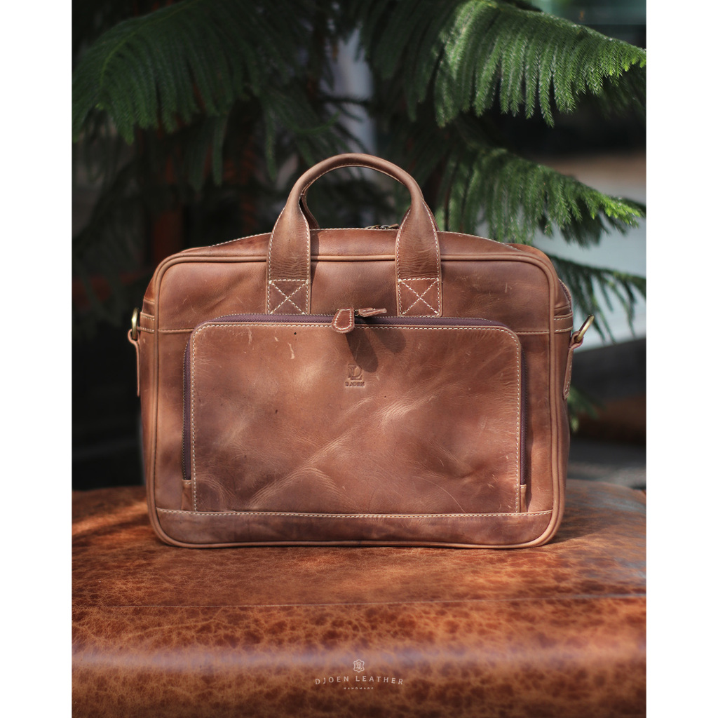 djoen leather messenger bag kulit sapi asli muat laptop 14inch