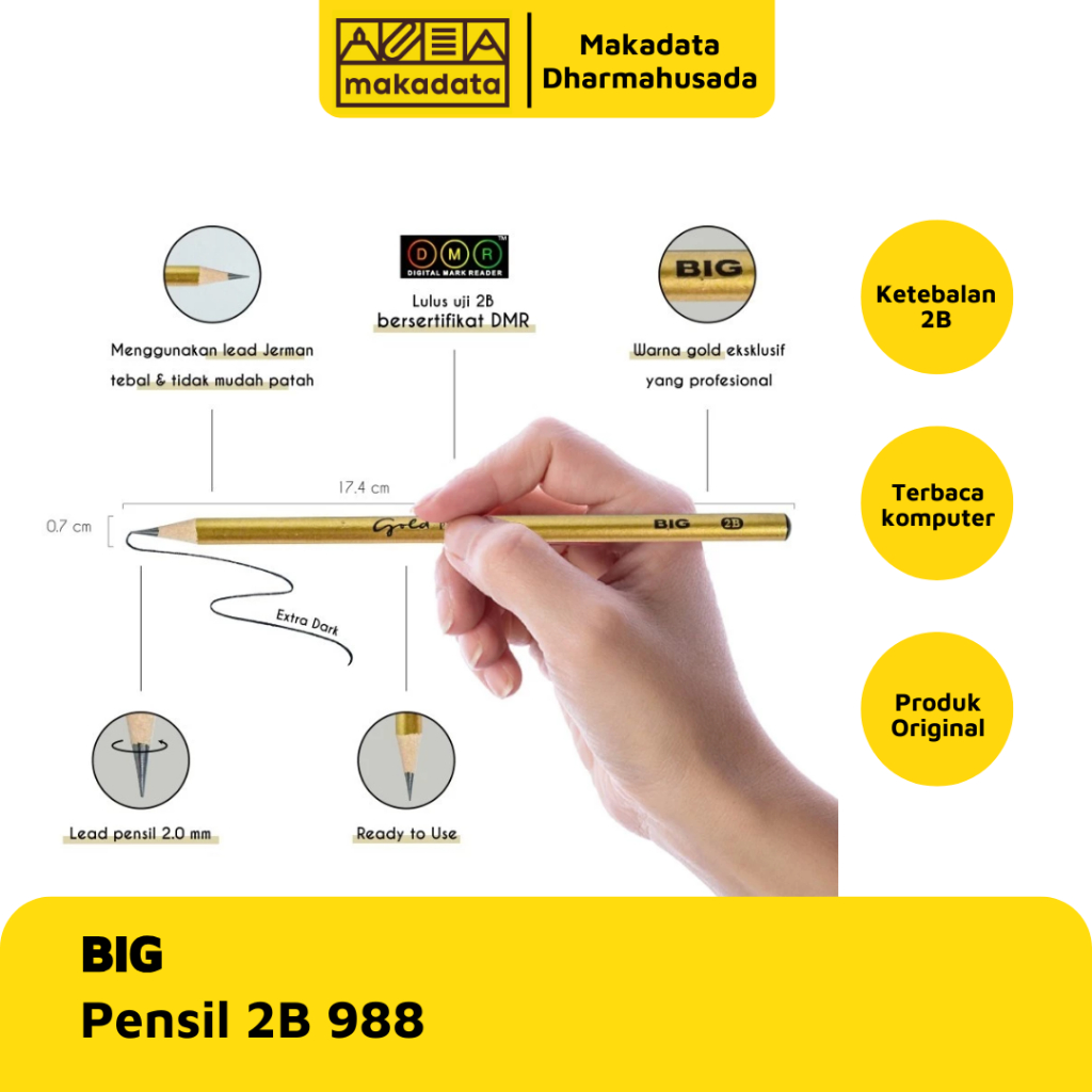 Pencil / Pensil 2B Big 988 Gold (1Pak) Murah