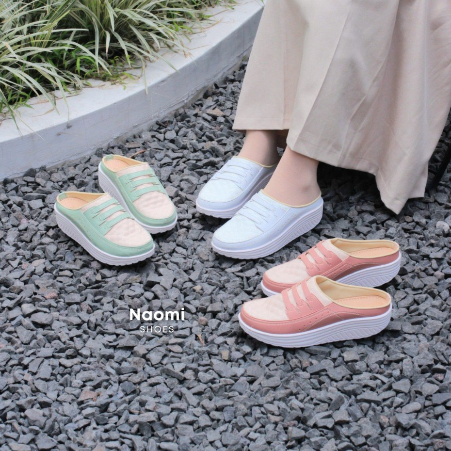 ONE LOVE NAOMI SEPATU BUSTONG WEDGES MULES WANITA
