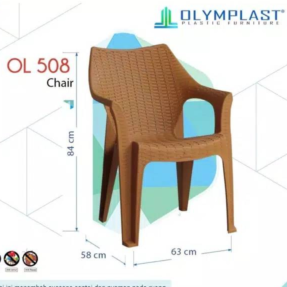 Ol 508 - Kursi Santai Plastik Olymplast / Kursi Taman / Kursi Pendek Motif Rotan / Kursi Santai