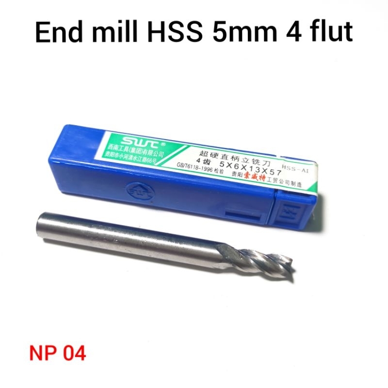End Mill hss 5mm 4flut enmil Bukan mata bor carbide insert