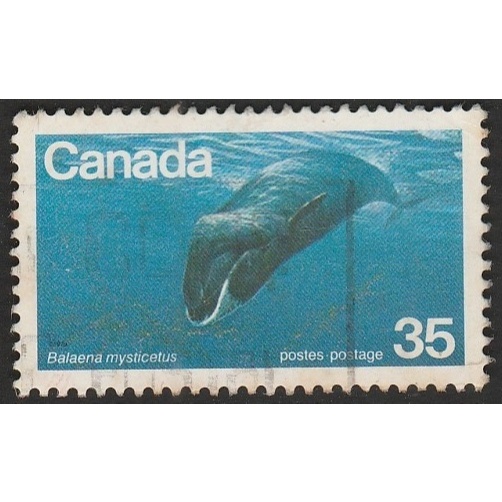 

a 11505 SATU BUAH PRANGKO CANADA NOMINAL 35C TEMA SATWA BALAENA MYSTICETUS DENGAN KONDISI SUDAH ADA CAP