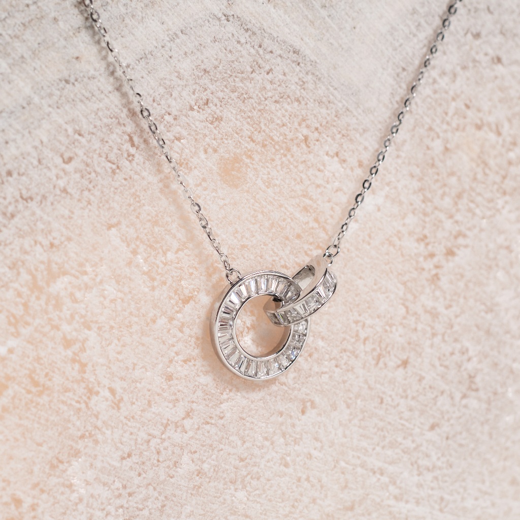 Kalung Emas Berlian Dorian Necklace Rhodium Plating Zirconia