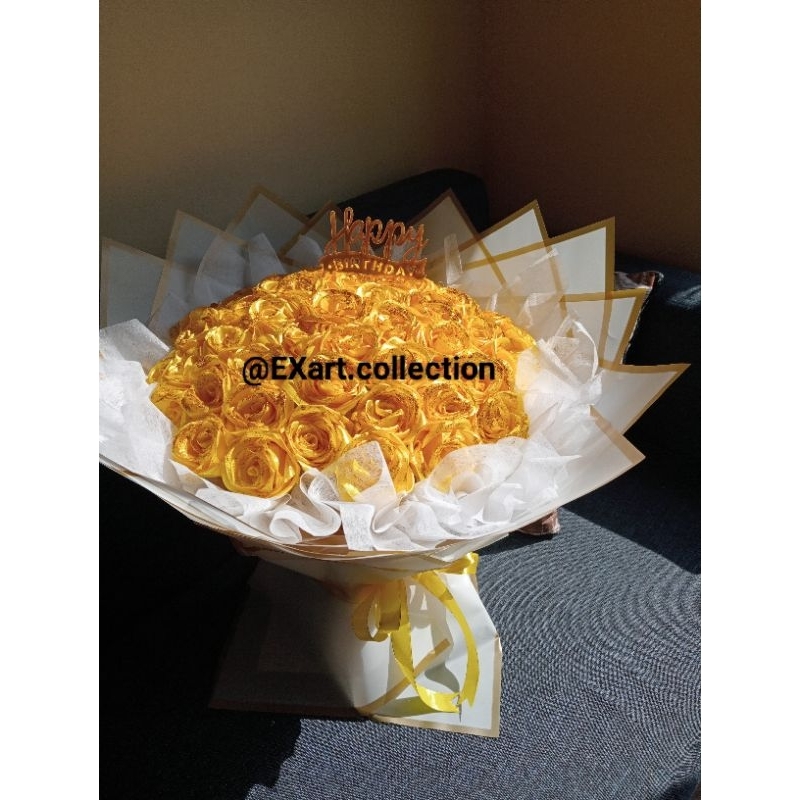 Buket Bunga Mawar Satin 50 Tangkai/Buket Graduation/Buket Happy Birthday
