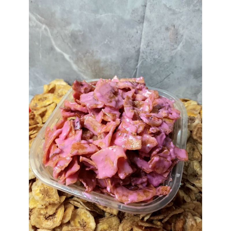 

KRIPIK PISANG LUMER RASA STOBERI || berat 120 gram, ukuran thinwall 500 ml