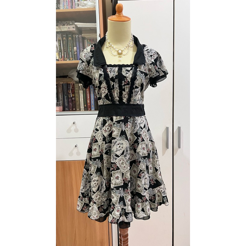 Axes Femme Playing Card Pattern Flare Dress Two-way