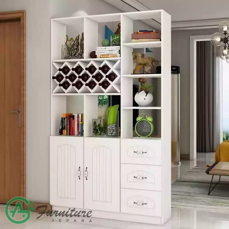 Lemari Sekat Ruang Tamu Minimalis Modern Duco Putih