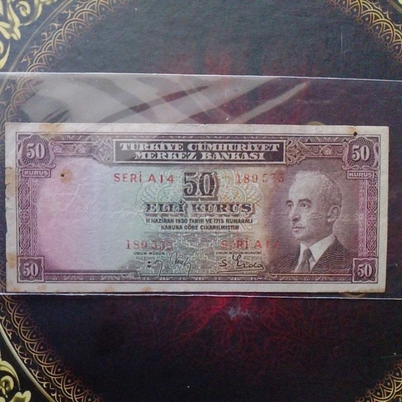 Uang Turki 50 kurus 1930 masa awal republik fine langka