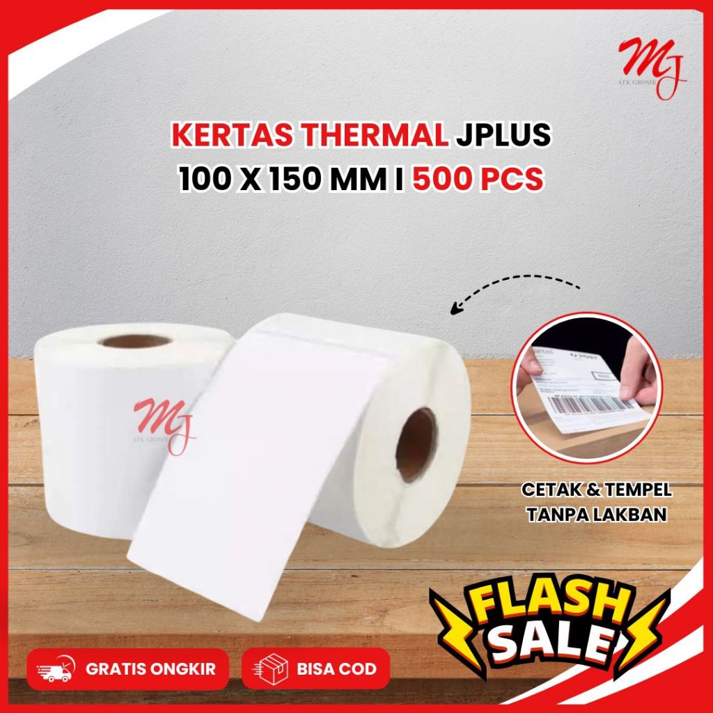 

Kertas Sticker Thermal Label Barcode JPLUS 150 X 150 A6 Stiker Label Resi isi 500 pcs Waterproof