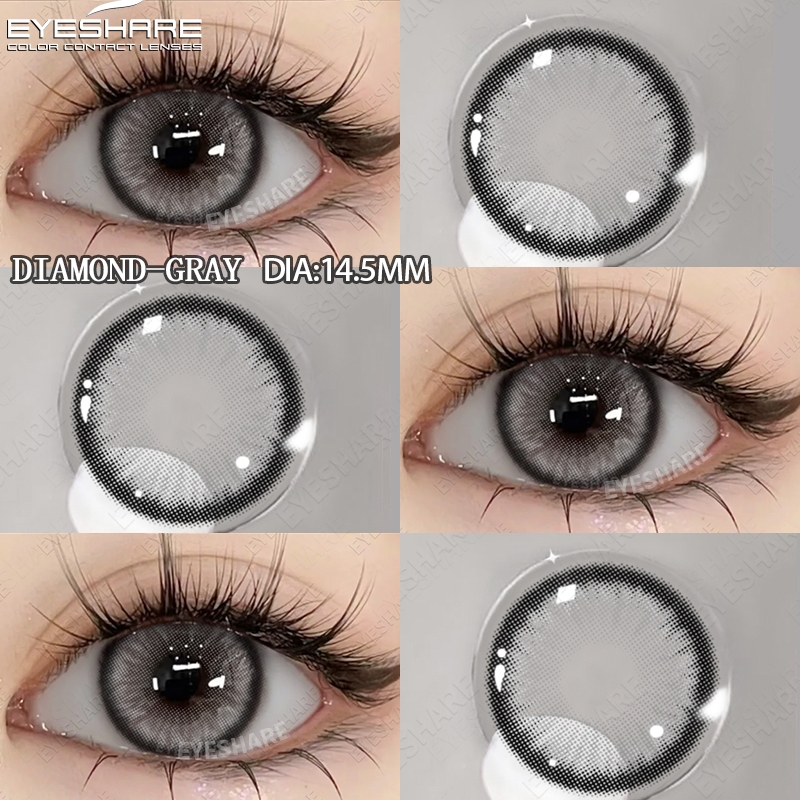 【COD】Eyeshare 1 pasang MINUS (-1 ~ -6) softlens blue/grey/brown Lensa Kontak Diameter 14.5MM yearly