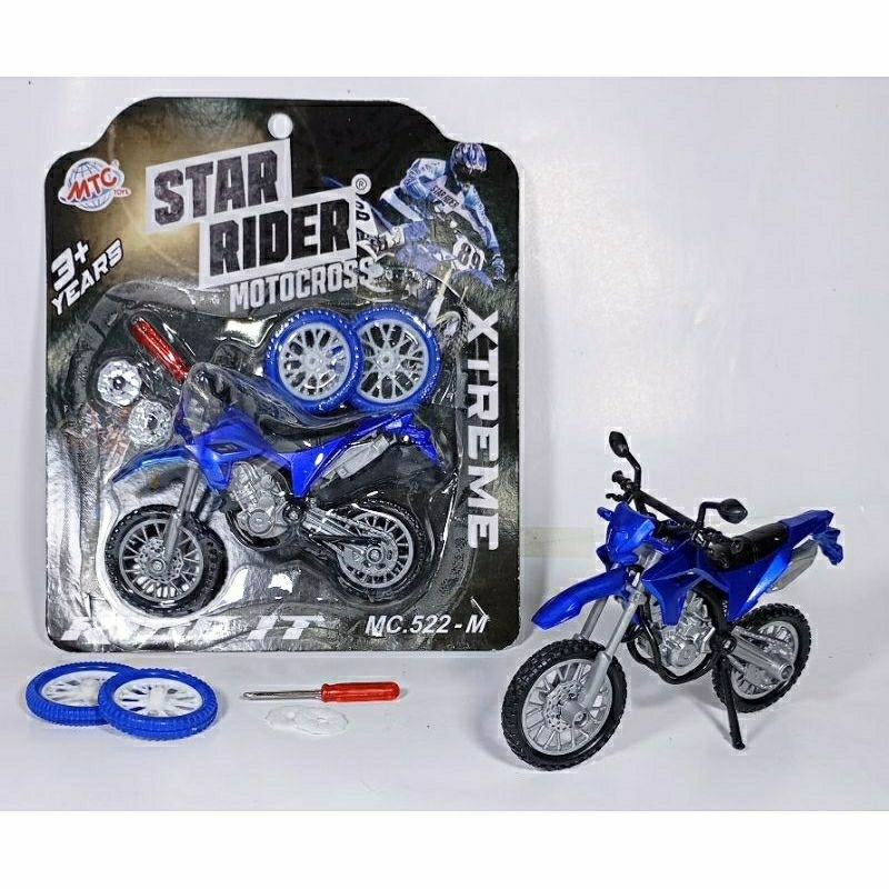 Mainan anak Diecast Moto Cross warna Metalik bongkar pasang