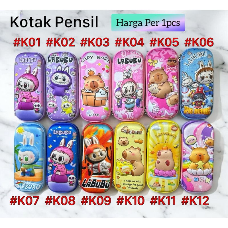 

SHE ACC Kotak Pensil labubu capybara seleting 3D , Pop it Rainbow karakter / Tempat Pen Pensil Anak” sekolah lucu