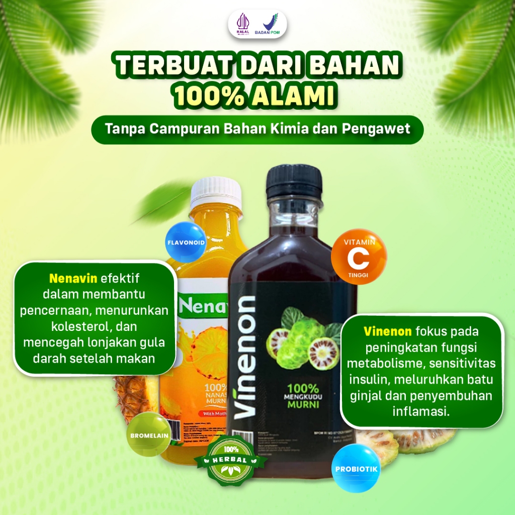 

PAKET BUNDLE NENAVIN VINENON CUKA NANAS DAN CUKA MENGKUDU ASLI HAHAL BPOM