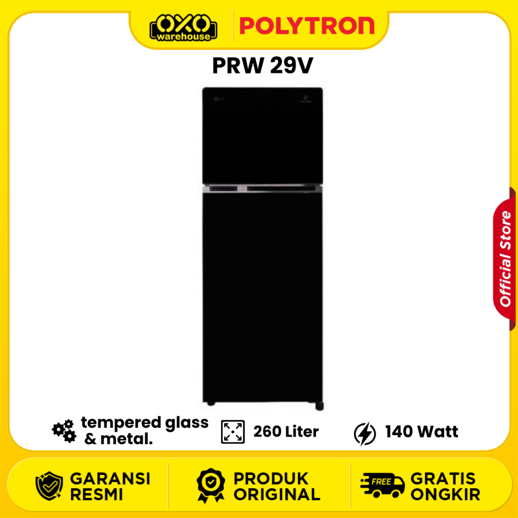 POLYTRON REFF 2 DOOR PRW-29V/ PRW-29VX Kulkas 2 Pintu Kapasitas 260 Liter Low Watt Garansi Resmi