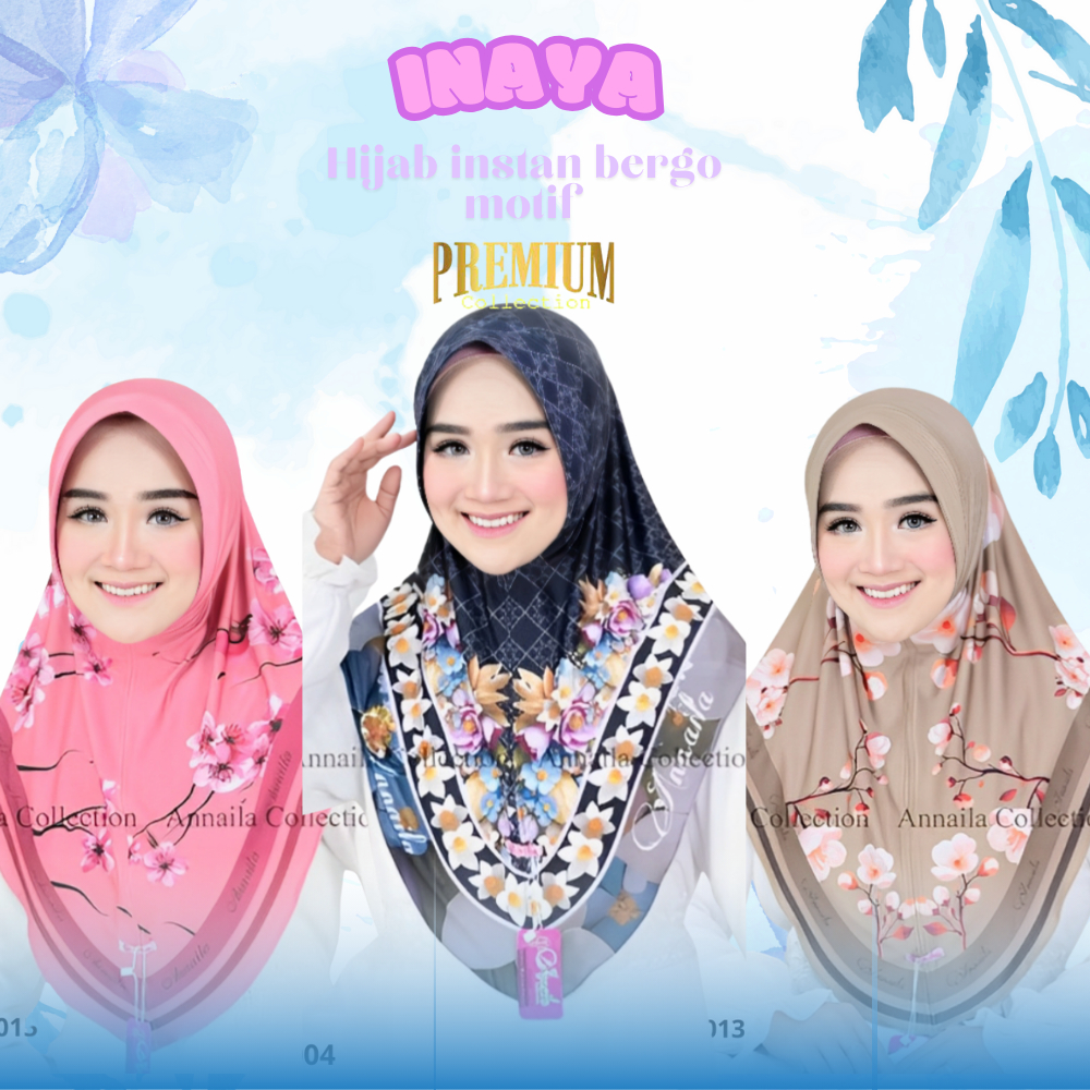 Hijab Bergo Instan Motif Premium Khimar Sublim Printing Pet 𝐁𝐞𝐫𝐠𝐨 Kerudung Jilbab Jersey