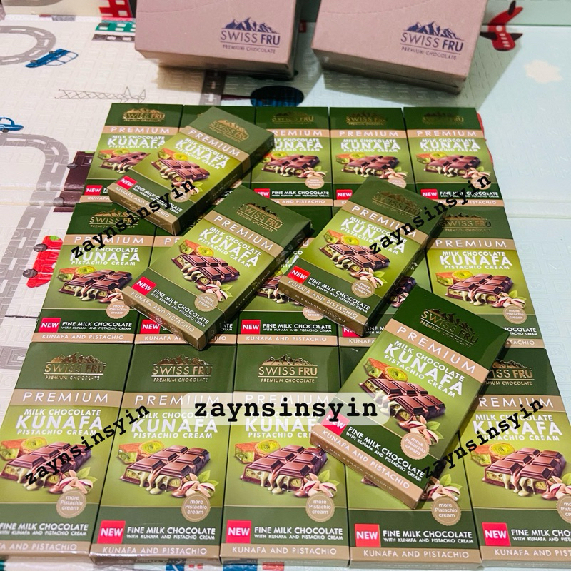 

Coklat Kunafa Swiss Fru Swissfru Pistachio Milk Chocolate Coklat Dubai Coklat Impor Mesir Swiss fru