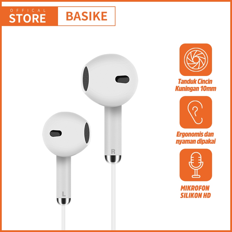 (HOT)BASIKE Headset Kabel Gaming HIFI 9D Musik in ear 3.5 mm kompatibel oppo vivo xiaomi Android