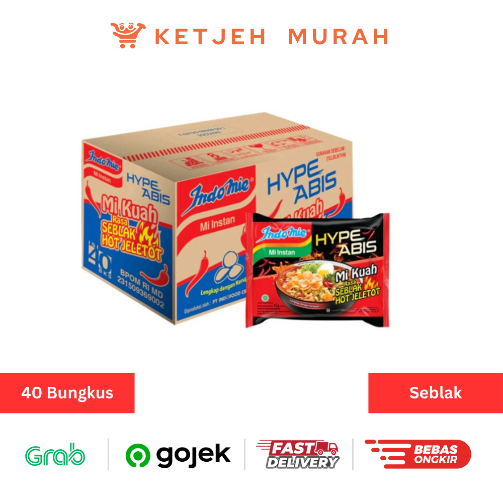 

Indomie Hype Abis Mie Kuah Rasa Seblak Hot Jeletot 1 Dus isi 40 Bungkus