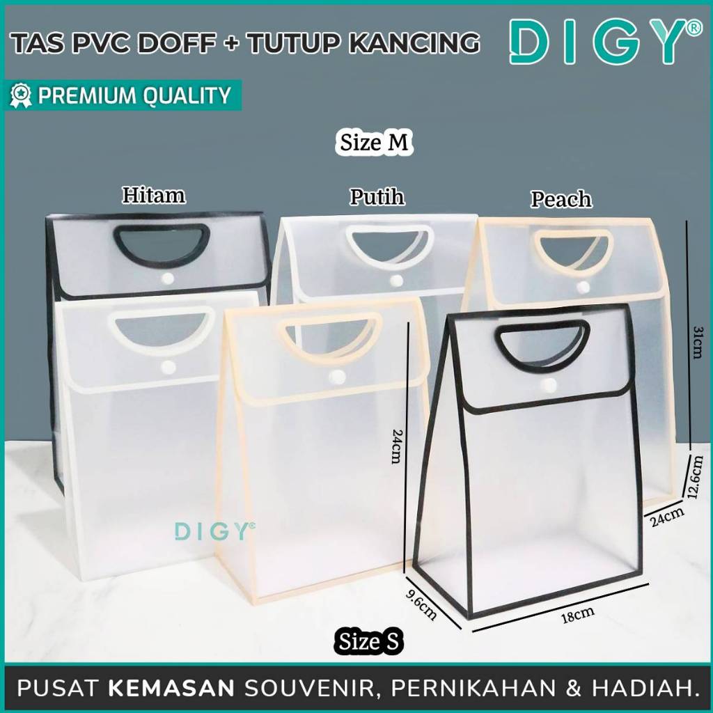Tas Mika + Tutup Kancing / Goodie Bag Doff Transparan / Tas Hampers Ultah / Tas Bingkisan / Tas Doff