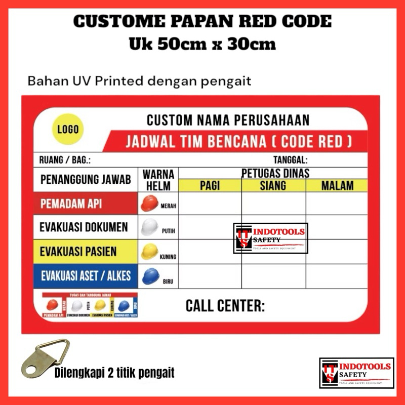 

Papan Code Red UV Print Papan Jadwal Tim Bencana Custome