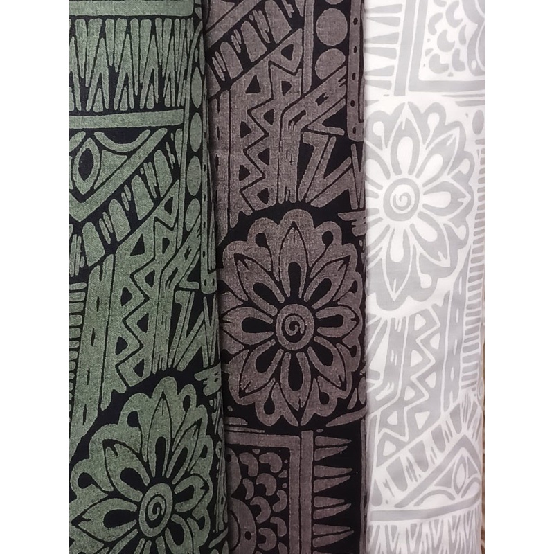 kain katun jepang motif tribal lebar 1.5 kain batik motif daun