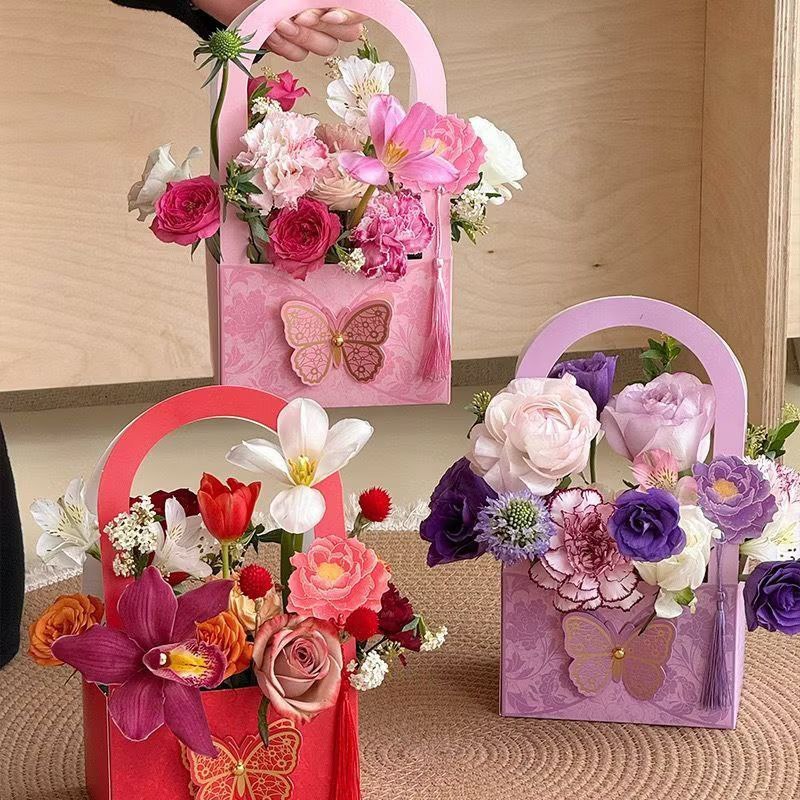 

1pack3pc Flower Box | Box Bunga Hari Ibu | Tas Bunga | Kotak Kado | Handy Bag Model Kupu Mother'sDay