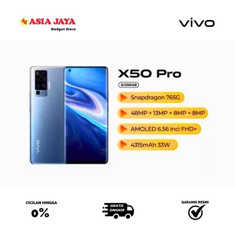 [EX DISPLAY] VIVO X50 Pro Smartphone 8/256GB 48MP AI Quad Camera HP Demolive Murah FlashCharge 2.0 3