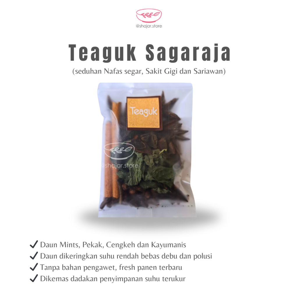 

Teaguk Sagaraja / Seduhan Nafas segar Sariawan Sakit Gigi / Bahan alami Herbal Resep JSR
