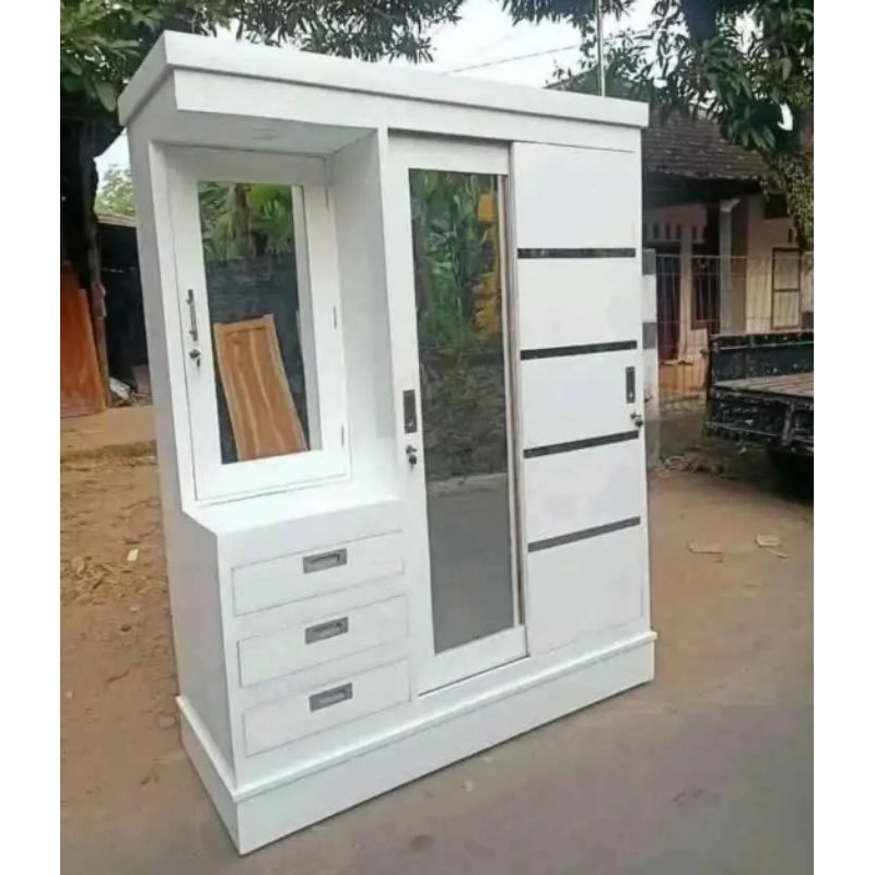 lemari plus meja rias jati minimalis