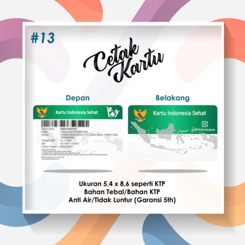 

Cetak Kartu ID Card KIS BPJS KTM Token Listrik KIP NISN NUPTK Taspen Sehari Jadi Bahan PVC Tebal 0.96mm Bisa Satuan