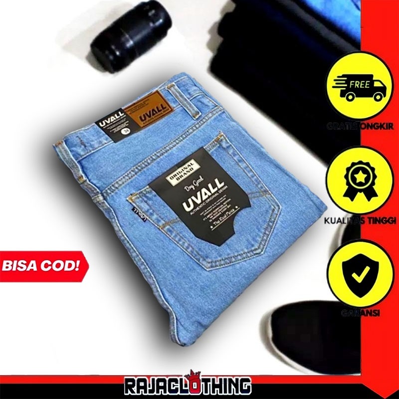 RCL - Celana Regular Panjang Jeans Bioblits Uvall Standar Straight Pria Ukuran Jumbo - (28-38)