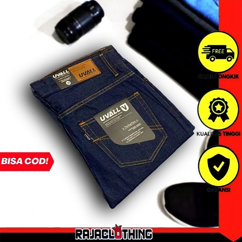 RCL - Celana Regular Panjang Jeans Garmen Uvall Standar Straight Pria Ukuran Jumbo - (28-38)