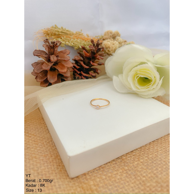 Perhiasan Cincin Emas Solitaire LG dan YT 8k/375