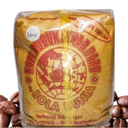 

Kopi Bubuk Sinar Baru Cap Bola Dunia Lampung Kemasan Lama Halus 250 gr