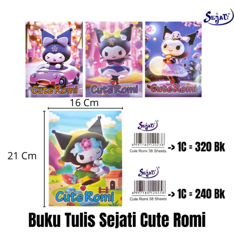 

Buku Tulis Kwarto SEJATI Cute Romi 38/58 lembar