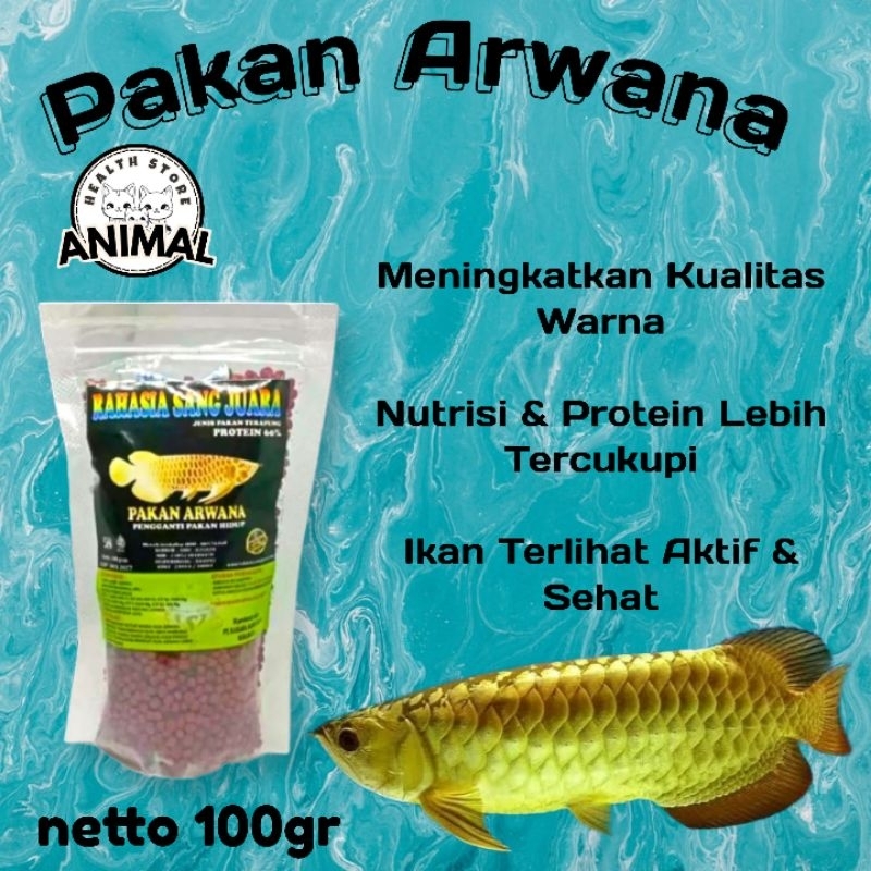 Pelet Ikan arwana / pakan ikan arwana 100gr Rahasia Sang Juara