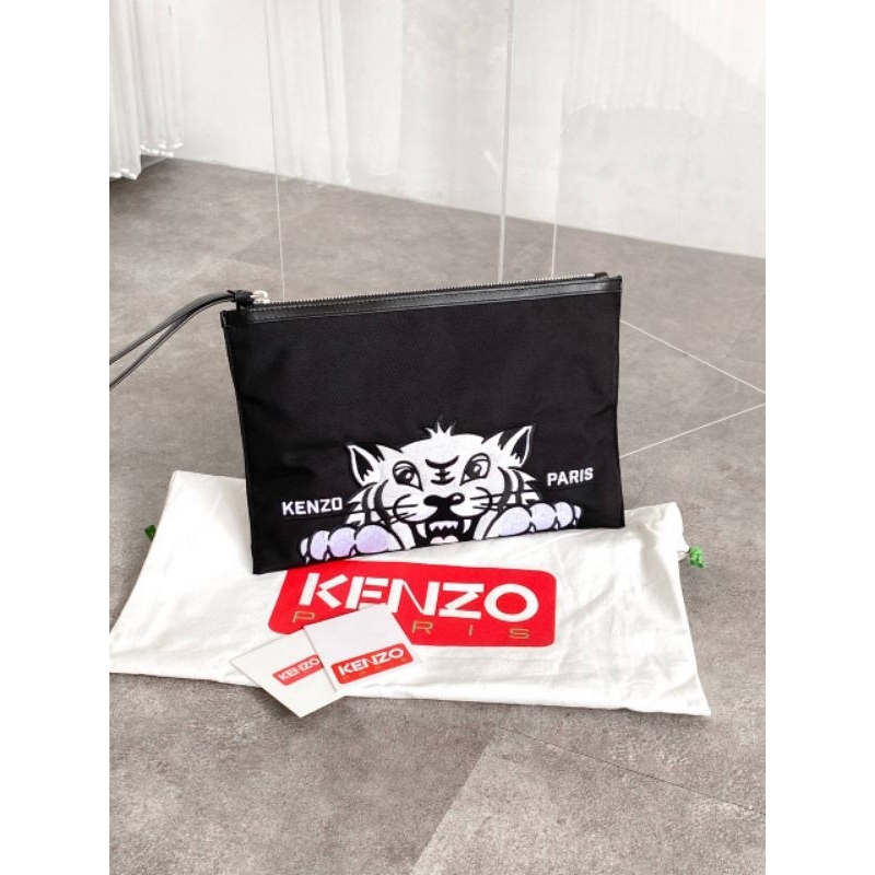 Kenzo Varsity Tiger Clutch Black