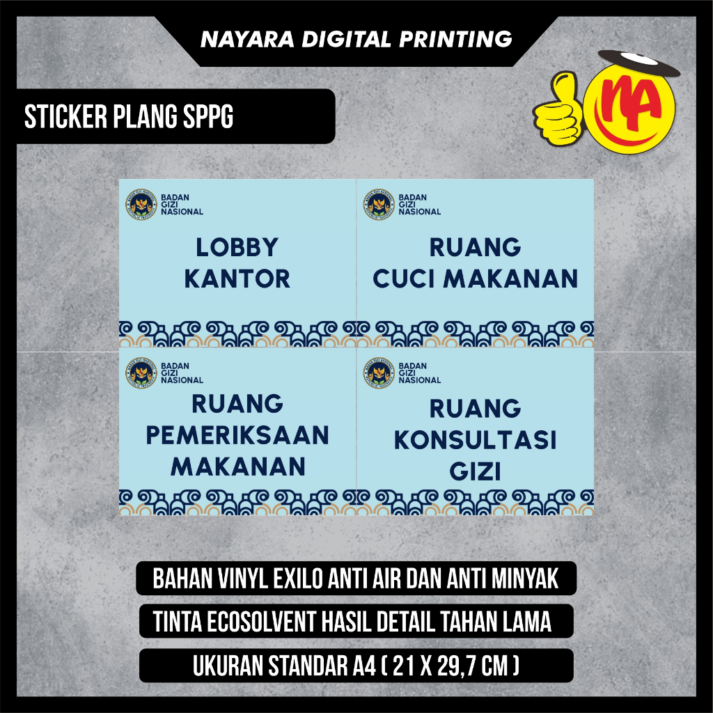 STIKER PLANG SPPG / STIKER DAPUR SEHAT / STIKER ALAT MAKAN / STIKER DINDING / STIKER BGN