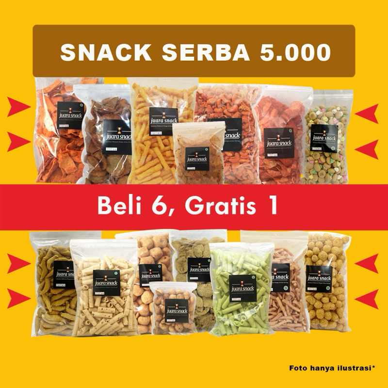 

[BELI 6 GRATIS 1] Cemilan Serba 5000 Aneka Keripik Kerupuk Kacang Astor Grosir Snack Bogor