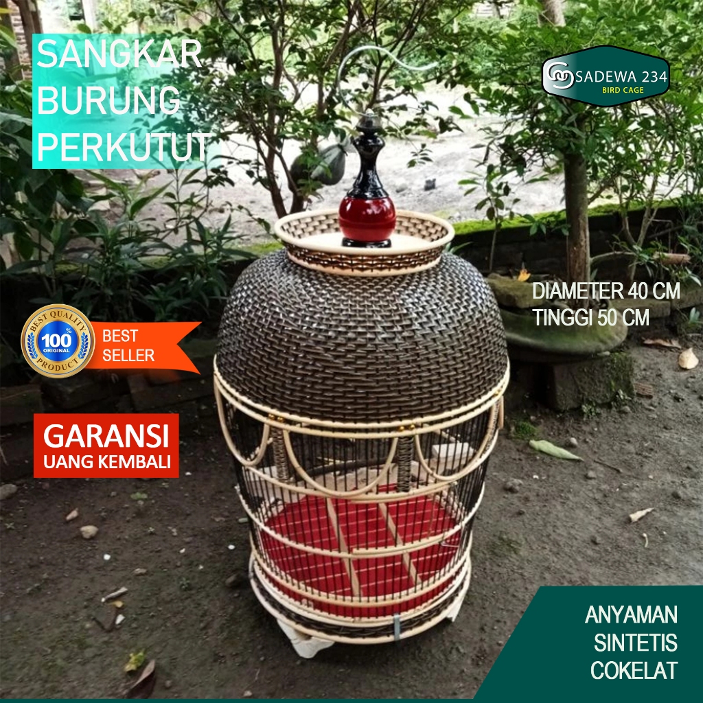 Sangkar burung perkutut rotan tebok lepas