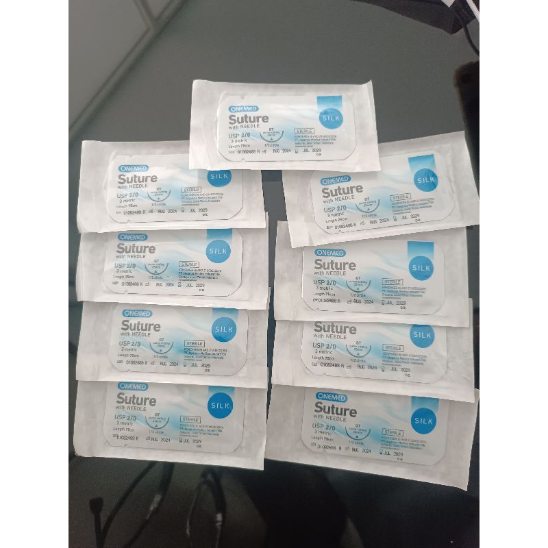 benang silk 2/0 one med, suture with needle 2/0 Onemed