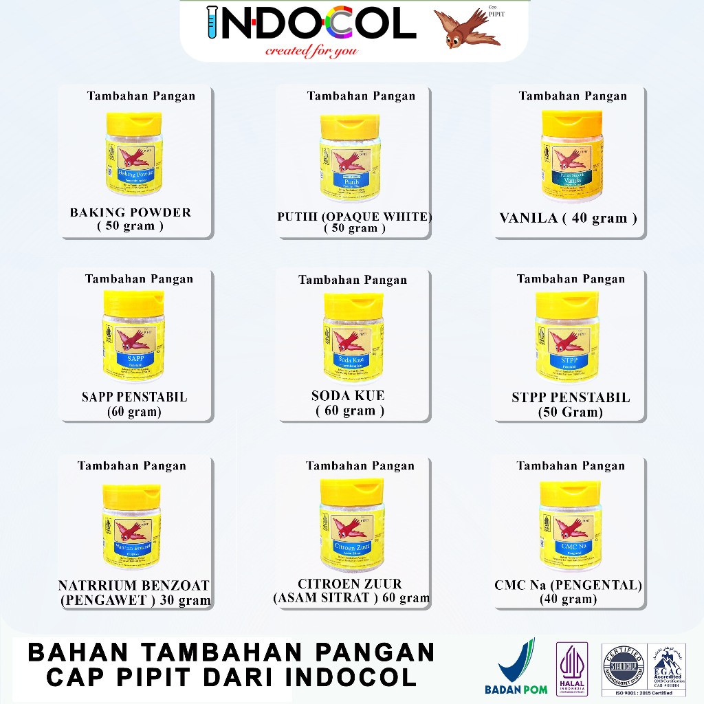 

BAHAN TAMBAHAN PANGAN CAP PIPIT DARI INDOCOL
