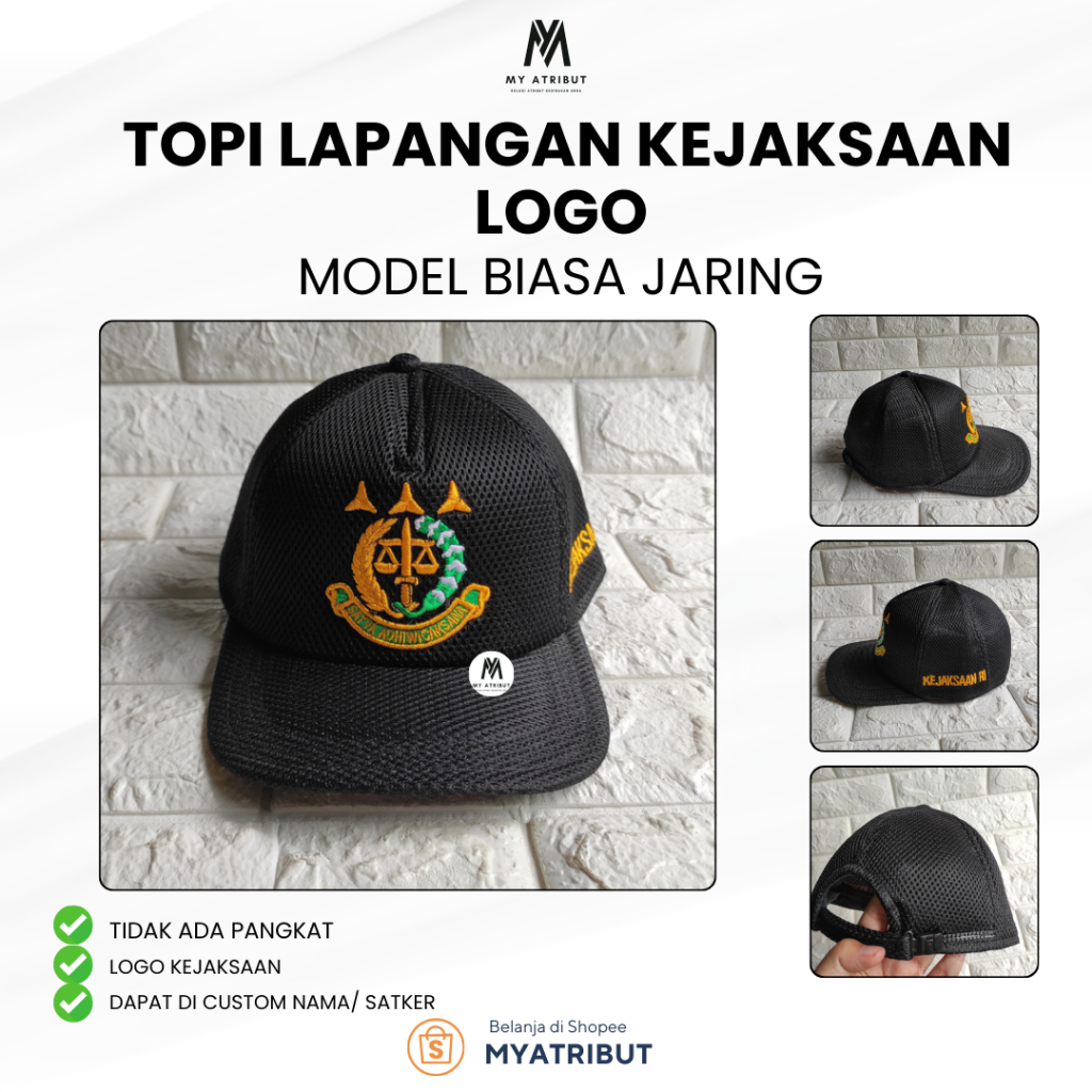 TOPI LAPANGAN KEJAKSAAN LOGO  MODEL BIASA JARING